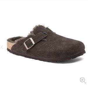 NWT Birkenstock Boston Shearling Suede Leather Mocha Women’s Size 8-8.5 Narrow